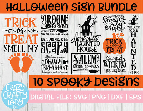 Halloween Sign SVG Cut File Bundle SVG Crazy Crafty Lady Co. 