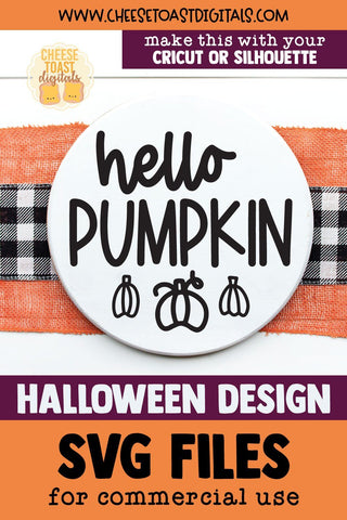 Halloween Sign SVG | Hello Pumpkin SVG Cheese Toast Digitals 