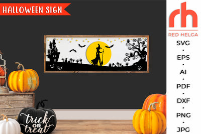 Halloween Sign SVG - Horizontal Scene Cut File SVG RedHelgaArt 
