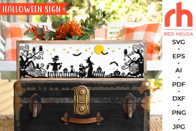 Halloween Sign SVG - Horizontal Scene Cut File SVG RedHelgaArt 
