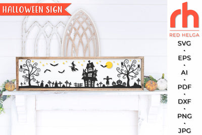 Halloween Sign SVG - Horizontal Scene Cut File SVG RedHelgaArt 