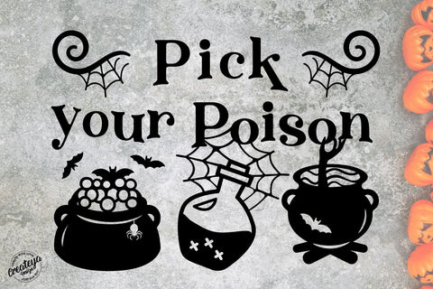 Halloween sign SVG, Pick your Poison SVG, Halloween farmhouse sign SVG Createya Design 