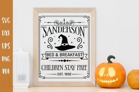Halloween Sign SVG - Sanderson Bed & Breakfast SVG SVG CraftLabSVG 