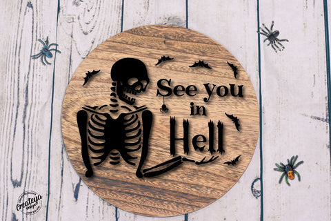 Halloween sign SVG with Skeleton, Halloween farmhouse sign SVG Createya Design 