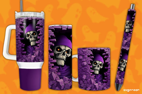 Halloween Skeleton Bundle | Tumbler | Mug | Pen Sublimation SvgOcean 