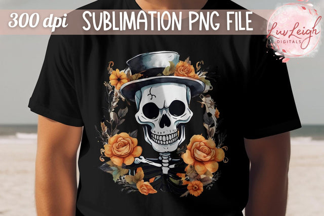 Halloween Skeleton T-shirt PNG Sublimation Luvleigh Digitals 