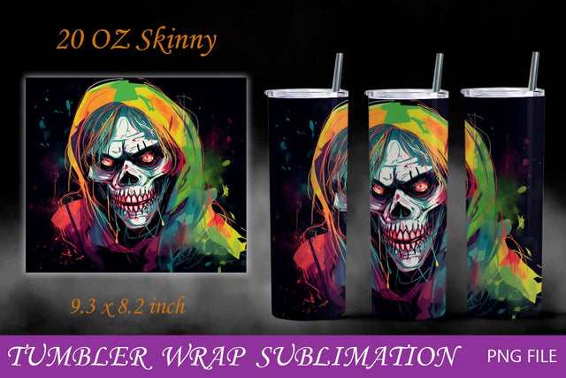 Halloween skeleton tumbler wrap, 20 oz skinny horror Sublimation AnastasiyaArtDesign 