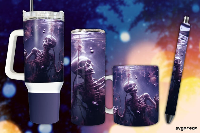 Halloween Skeleton Wrap Bundle | Tumbler | Mug | Pen Sublimation SvgOcean 