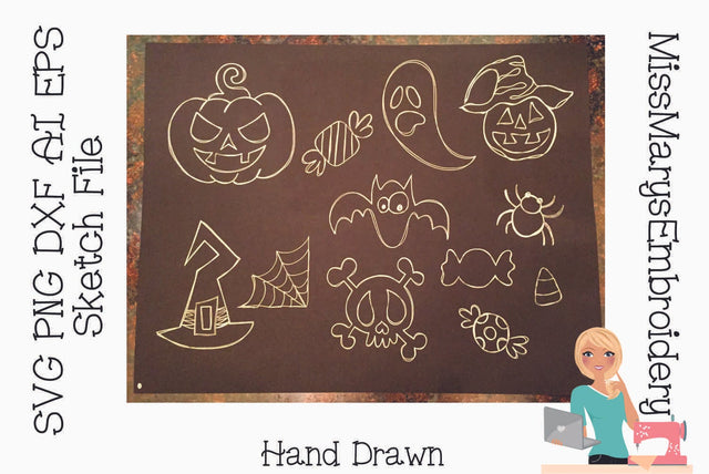 Halloween Sketch File Set | Foil Quill | Sketch File Set | Sketch DESIGN MissMarysEmbroidery 