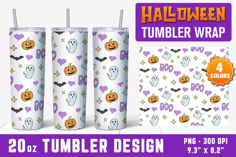 Halloween Skinny Tumbler, Halloween 20oz Tumbler Wrap Sublimation Hippo Creations 