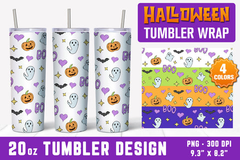 Halloween Skinny Tumbler, Halloween 20oz Tumbler Wrap Sublimation Hippo Creations 