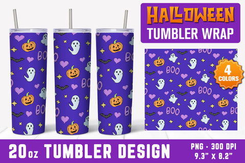 Halloween Skinny Tumbler, Halloween 20oz Tumbler Wrap Sublimation Hippo Creations 