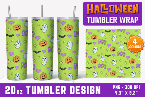 Halloween Skinny Tumbler, Halloween 20oz Tumbler Wrap Sublimation Hippo Creations 