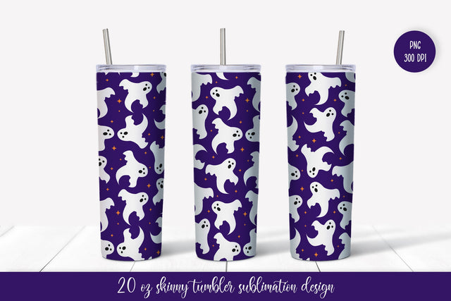 Halloween Skinny Tumbler Sublimation Design. Cute ghosts Sublimation Vera Fedorova 
