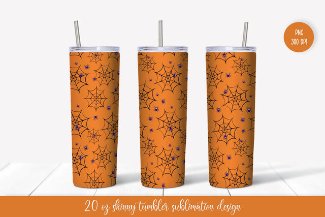 Halloween Skinny Tumbler Sublimation Wrap. Web and spiders Sublimation Vera Fedorova 