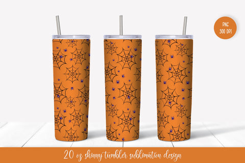 Halloween Skinny Tumbler Sublimation Wrap. Web and spiders Sublimation Vera Fedorova 