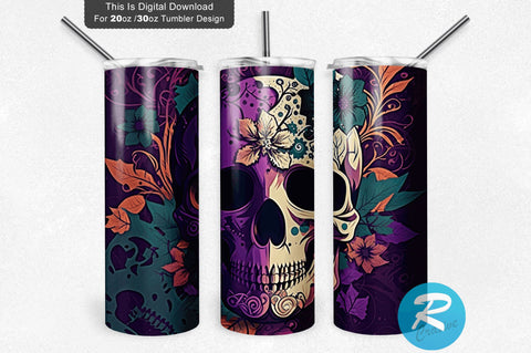 Halloween Skull 20 oz / 30 oz Tumbler PNG Sublimation Regulrcrative 