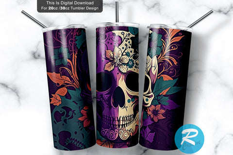 Halloween Skull 20 oz / 30 oz Tumbler PNG Sublimation Regulrcrative 