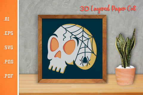 Halloween Skull - 3D Layered Paper Cut SVG 3 SVG Slim Studio 