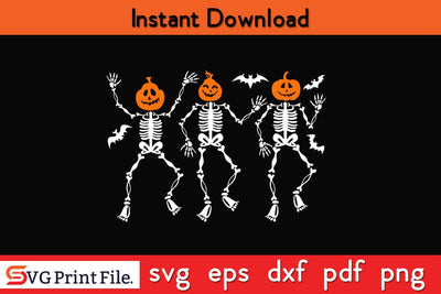 Halloween Skull Dancing Funny Halloween SVG PNG Craft Cut File SVG SVG Print File 