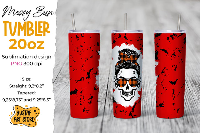 Halloween skull Messy Bun headband tumbler sublimation wrap Sublimation Yustaf Art Store 