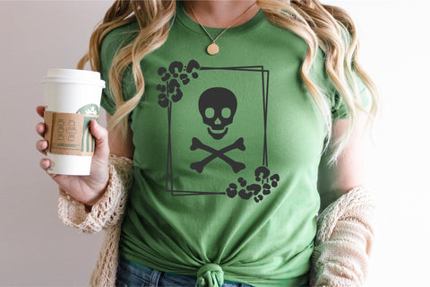 Halloween Skull SVG Leopard Print Cricut Design SVG OrangeBrushStudio 