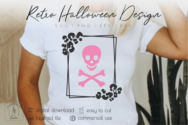 Halloween Skull SVG Leopard Print Cricut Design SVG OrangeBrushStudio 