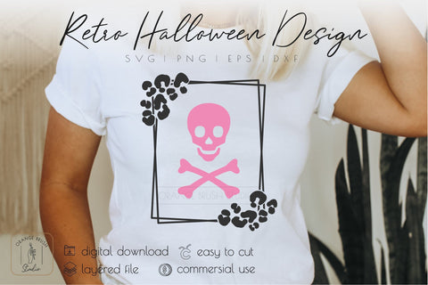 Halloween Skull SVG Leopard Print Cricut Design SVG OrangeBrushStudio 