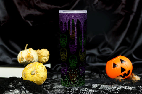 Halloween Skull Tumbler Sublimation Wrap | 20oz Skinny Tumbler PNG Sublimation B Renee Design 