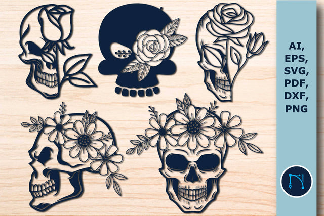 Halloween Skull with Flower SVG Set SVG MD JOYNAL ABDIN 
