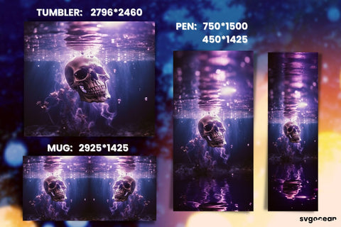 Halloween Skull Wrap Bundle | Tumbler | Mug | Pen Sublimation SvgOcean 