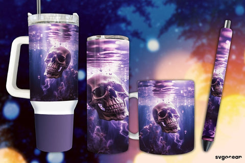 Halloween Skull Wrap Bundle | Tumbler | Mug | Pen Sublimation SvgOcean 