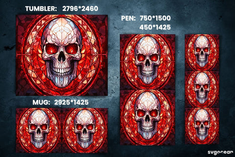 Halloween Skull Wrap Bundle | Tumbler | Mug | Pen Sublimation SvgOcean 
