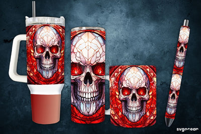Halloween Skull Wrap Bundle | Tumbler | Mug | Pen Sublimation SvgOcean 