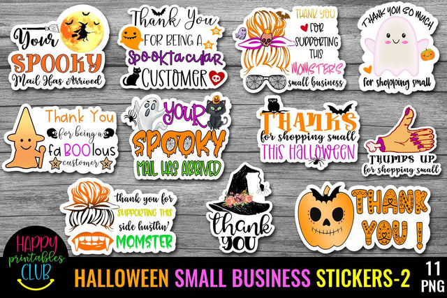 Halloween Small Business and Packaging Stickers Bundle- 2 SVG Happy Printables Club 