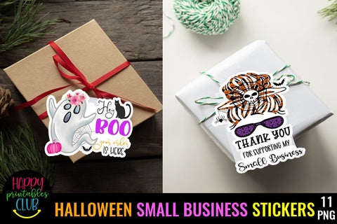 Halloween Small Business and Packaging Stickers Bundle PNG SVG Happy Printables Club 