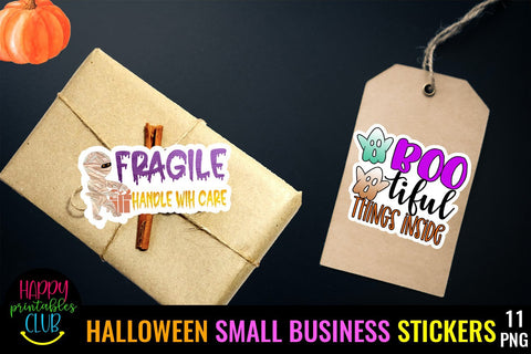 Halloween Small Business and Packaging Stickers Bundle PNG SVG Happy Printables Club 