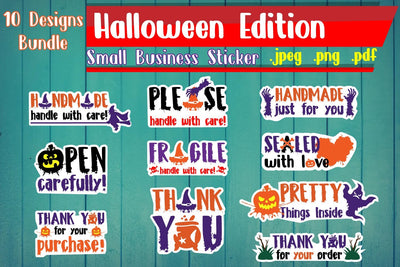 Halloween Small Business Sticker Bundle png jpeg pdf SVG zafrans studio 