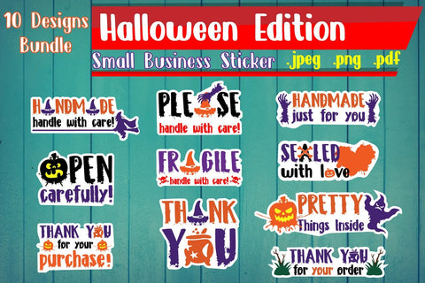 Halloween Small Business Sticker Bundle png jpeg pdf SVG zafrans studio 
