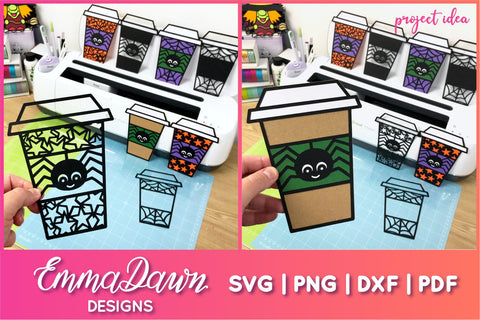 Halloween Spider Coffee Cup SVG Bundle SVG Emma Dawn Designs 