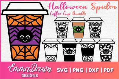 Halloween Spider Coffee Cup SVG Bundle SVG Emma Dawn Designs 