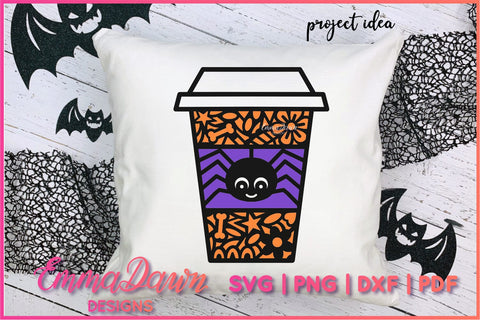 Halloween Spider Coffee Cup SVG Bundle SVG Emma Dawn Designs 
