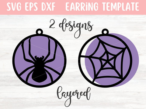 Halloween Spider Earrings SVG Cut Files, Laser Earring Cut File for Glowforge SVG Apple Grove Designs 