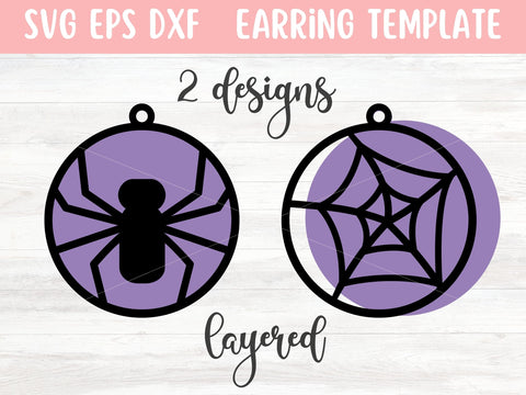 Halloween Spider Earrings SVG Cut Files, Laser Earring Cut File for Glowforge SVG Apple Grove Designs 