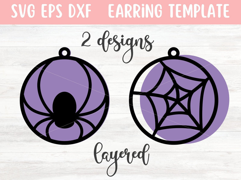 Halloween Spider Earrings SVG Cut Files, Laser Earring Cut File for Glowforge SVG Apple Grove Designs 
