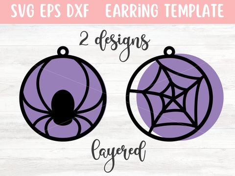 Halloween Spider Earrings SVG Cut Files, Laser Earring Cut File for Glowforge SVG Apple Grove Designs 