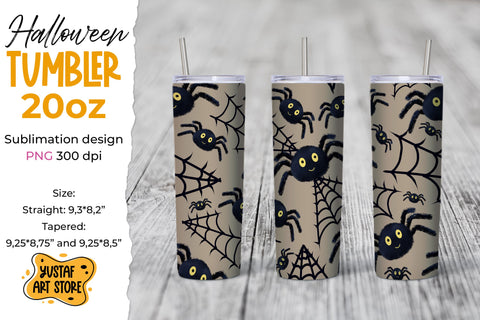 Halloween Spider tumbler sublimation wrap watercolor design Sublimation Yustaf Art Store 