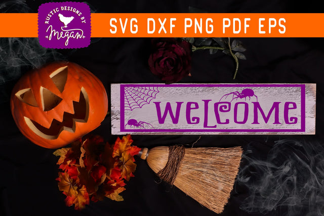 Halloween Spider Welcome Wood Sign SVG SVG Tinker & Teal 