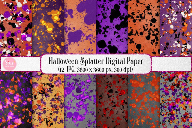 Halloween Splatter Watercolor Texture Digital Papers Backgrounds Digital Pattern SineDigitalDesign 