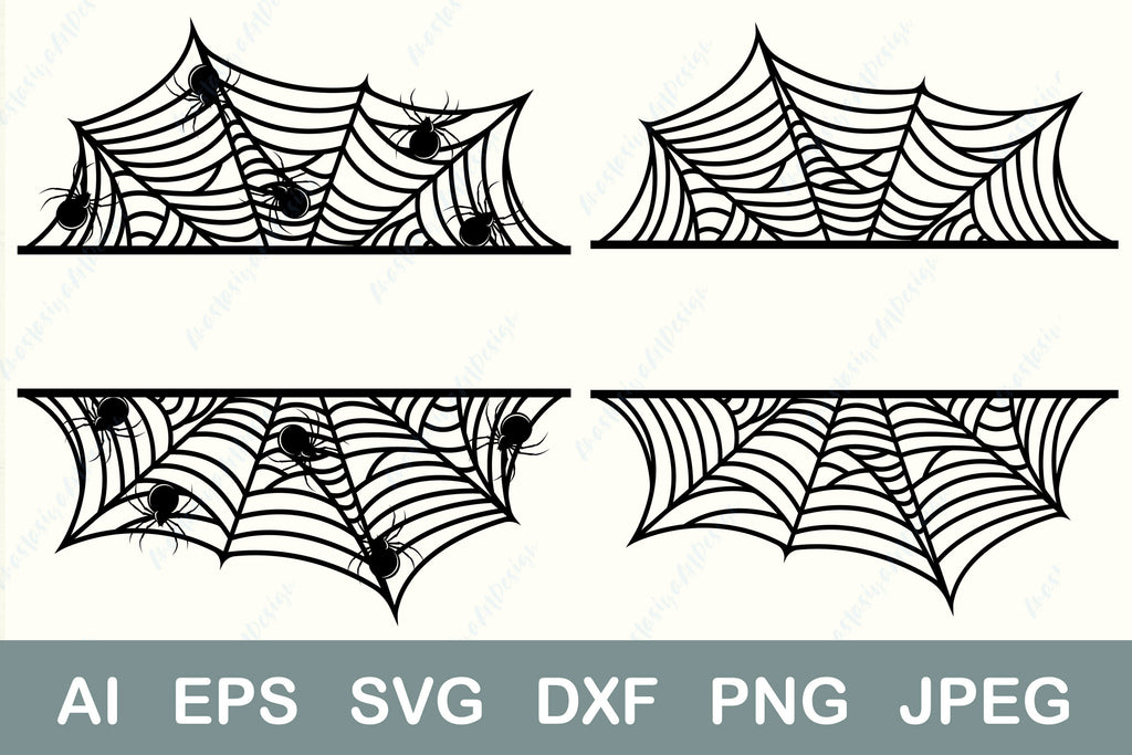 Halloween split monogram svg, Spiderweb monogram svg - So Fontsy